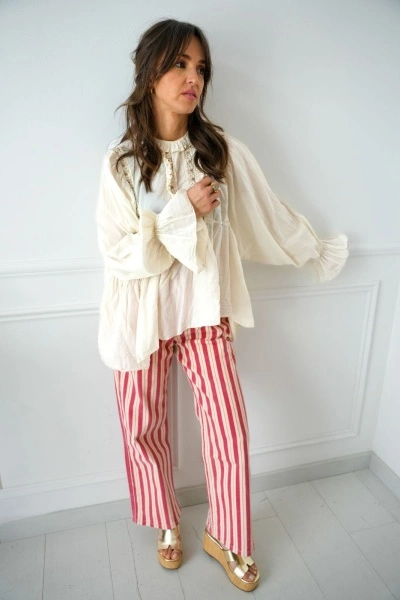 Pantalon Rayé Rouge ASTRID - Nouveauté Élégante! 2