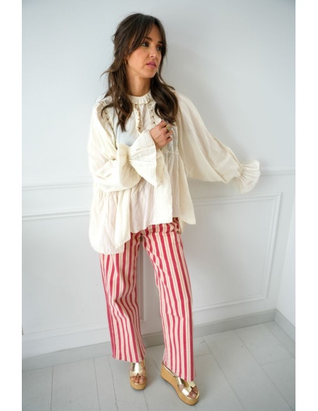 Pantalones ASTRID de rayas rojas - ¡Nueva llegada elegante!