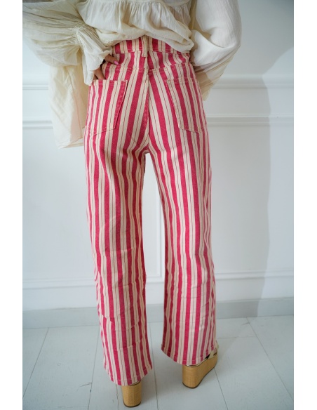 Pantalon Rayé Rouge ASTRID - Nouveauté Élégante!