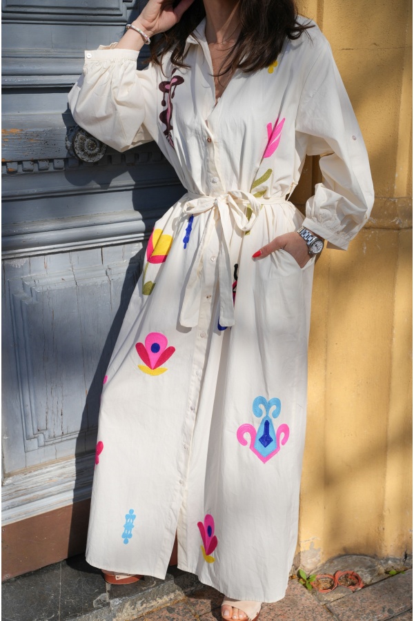 ELODIE Flower Embroidered Dress - Elegance and Comfort