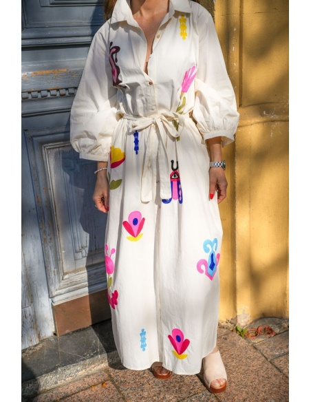 Vestido ELODIE con bordado de flores - Elegancia y Confort