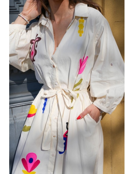 ELODIE Flower Embroidered Dress - Elegance and Comfort