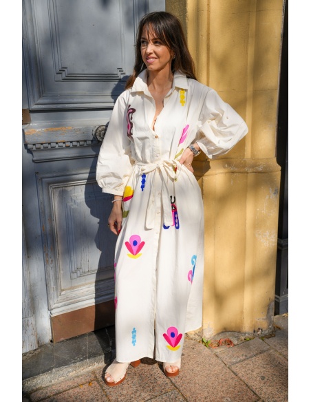 ELODIE Flower Embroidered Dress - Elegance and Comfort