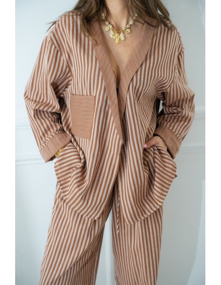 Rust Striped Jacket Johanna OUPY