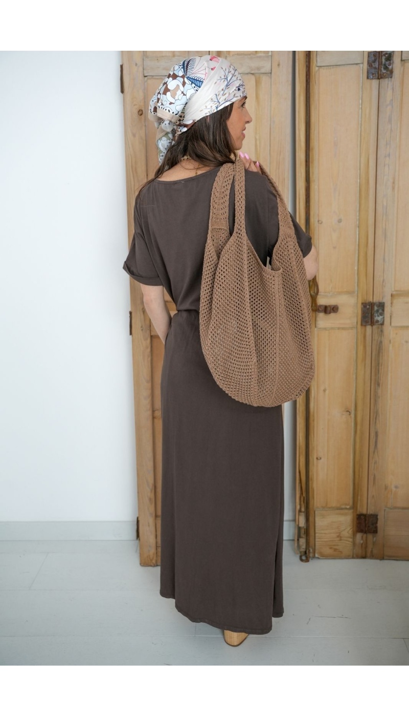 Sac Crochet Marron ISABEL - Élégance et Style Accueil