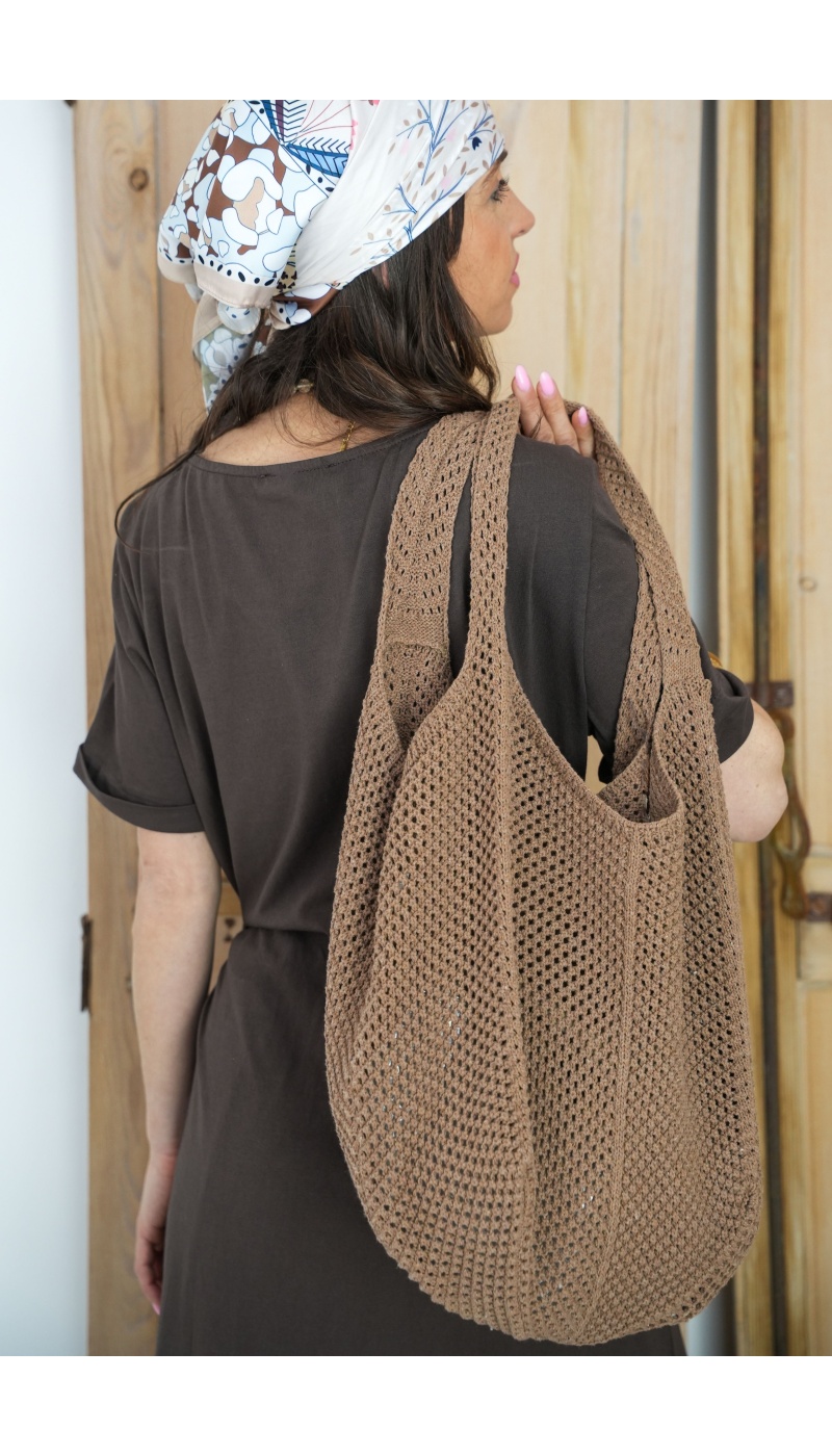 FLORA AND GEAN IMPORT CROCHE MARRON SAC FEMME