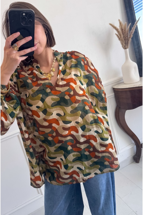 PANDORA Green Camouflage Blouse
