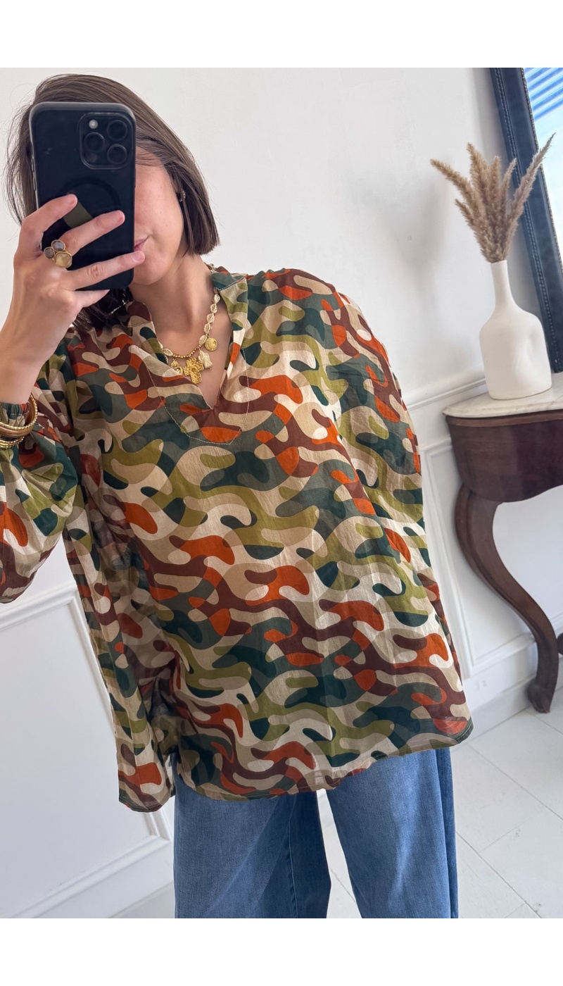 PANDORA Blusa Camuflaje Verde