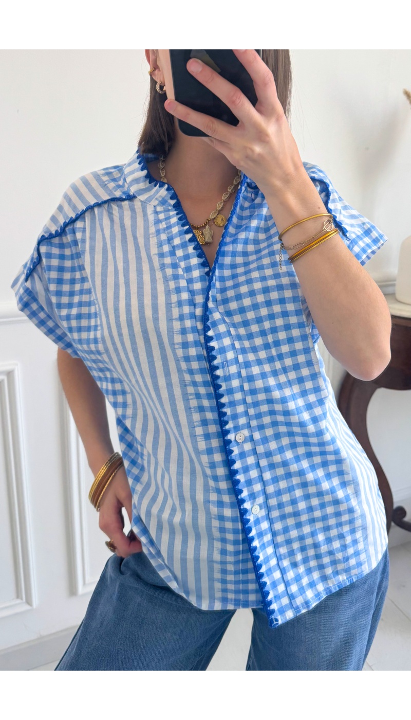 Blusa a cuadros azul NEIA