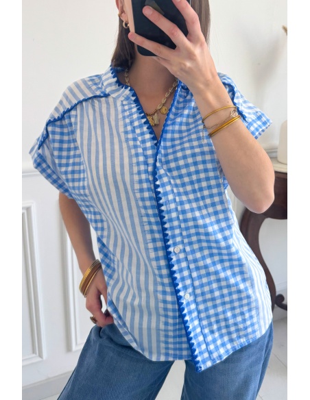 Blusa a cuadros azul NEIA