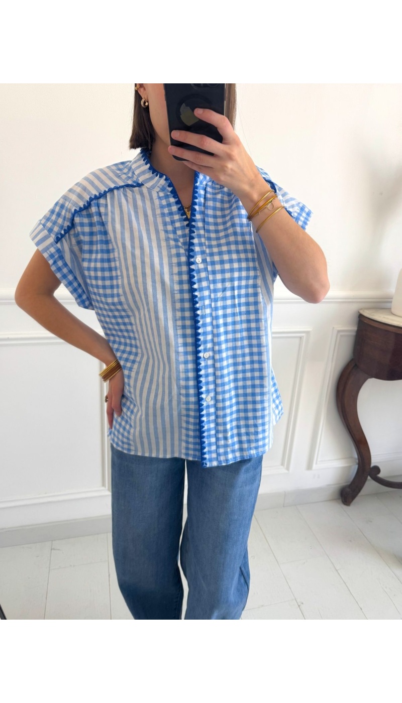 NEIA Blusa a quadri blu