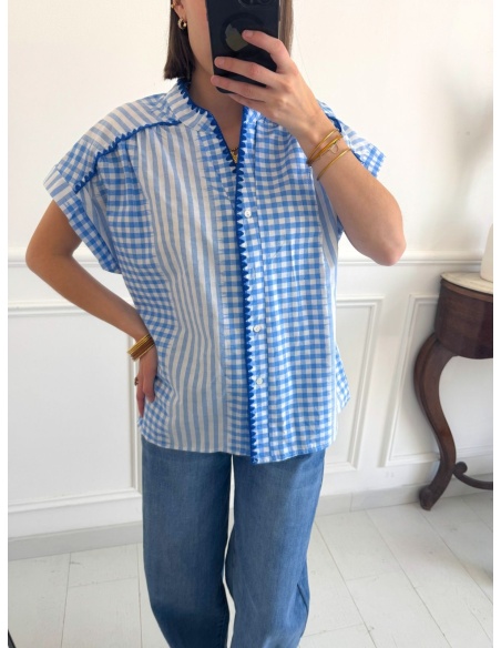 NEIA Blau karierte Bluse