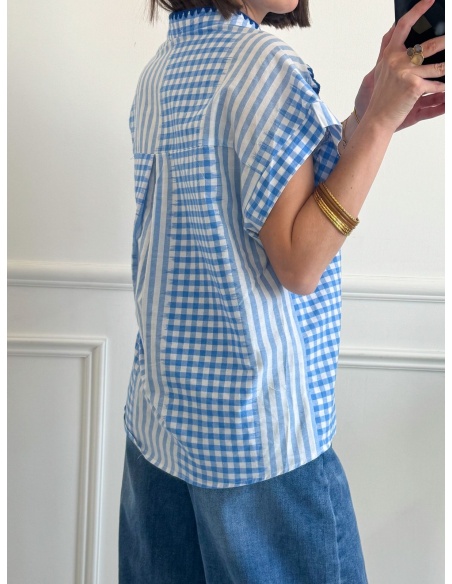 NEIA Blau karierte Bluse