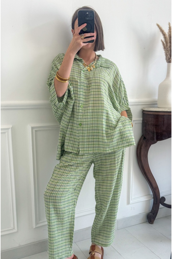 GREENY Grün karierte Hose