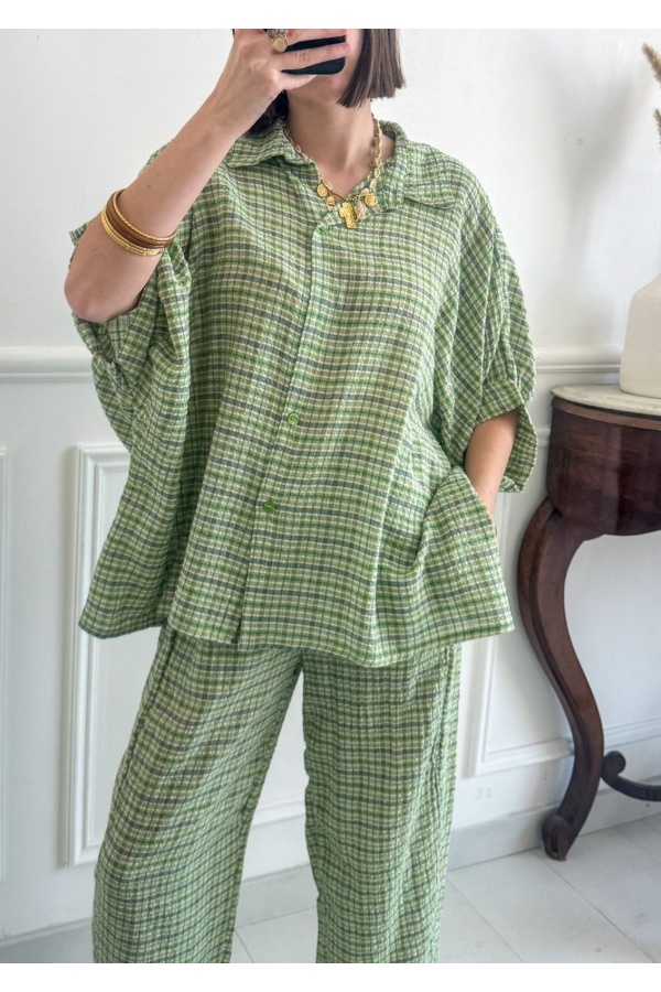 Green Check Blouse GREENA 2
