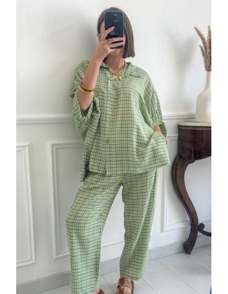 Blusa Cuadros Verde VERDE