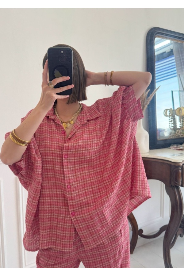 Pink Check Blouse GREENA 2
