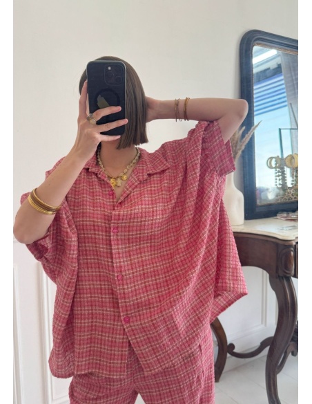 Pink Check Blouse GREENA