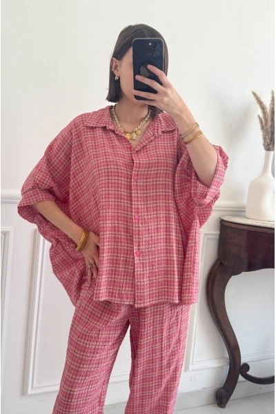 Chemisier Carreaux Rose GREENA