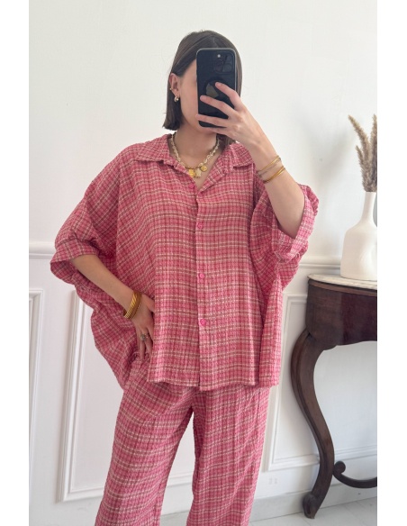 Pink Check Blouse GREENA