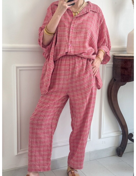 GREENY Rosa karierte Hose