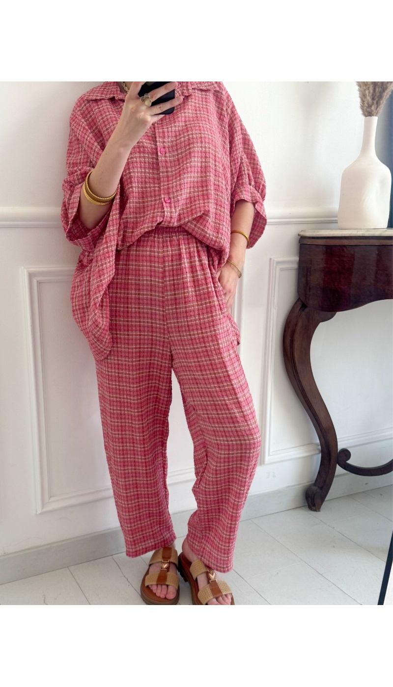 Pantalon Carreaux Rose GREENY