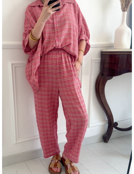 Pantalon Carreaux Rose GREENY