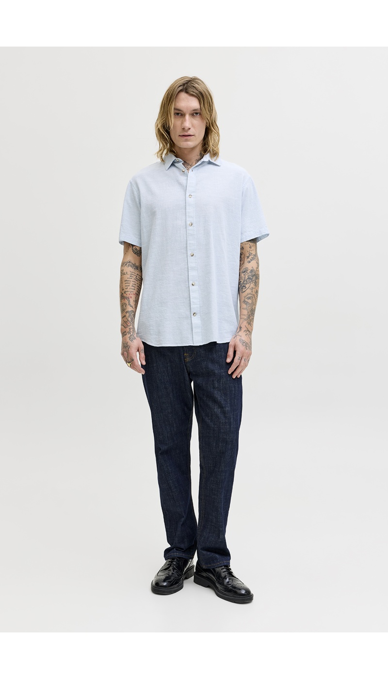 Camicia in lino blu celeste JJESUMMER