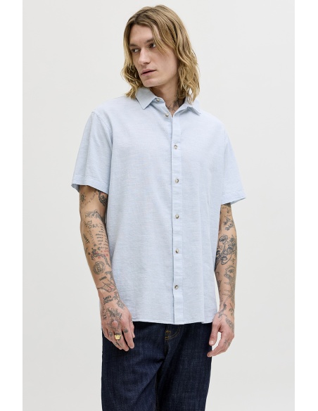 Camicia in lino blu celeste JJESUMMER