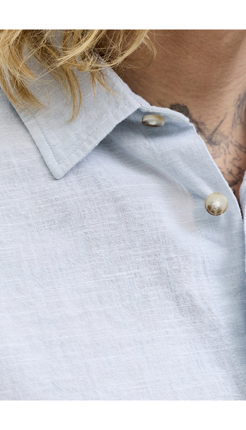 Camisa Lino Azul Celeste JJESUMMER