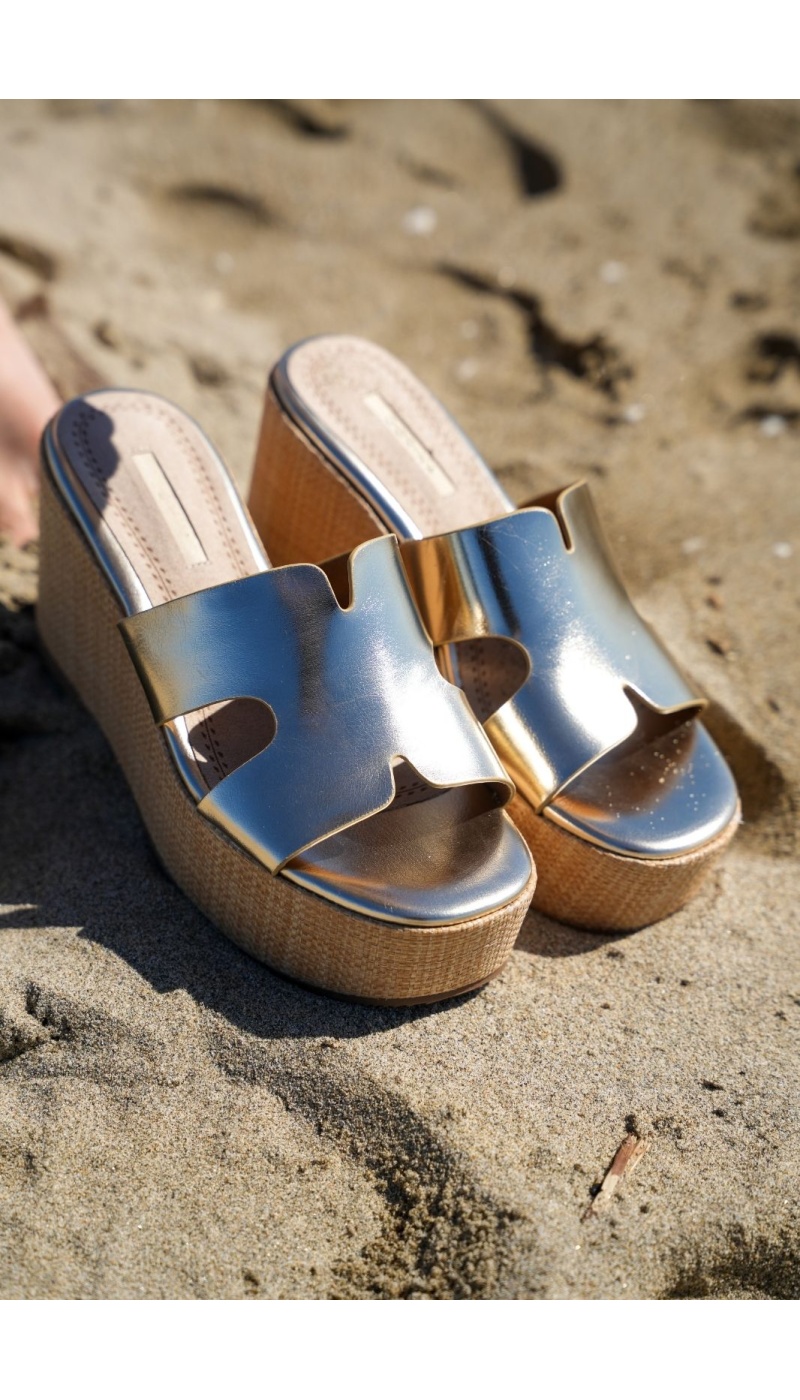 Sandales Compensées Dorés MYKONOS