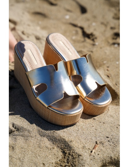 Sandales Compensées Dorés MYKONOS