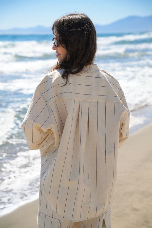 Johanna CELIA Blusa a Righe Ecru - Eleganza e Stile 2