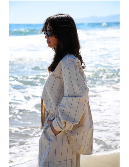 Johanna CELIA Blusa Rayas Crudo - Elegancia y Estilo