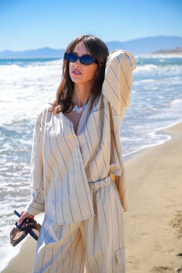 Johanna CELIA Ecru gestreifte Bluse – Eleganz und Stil