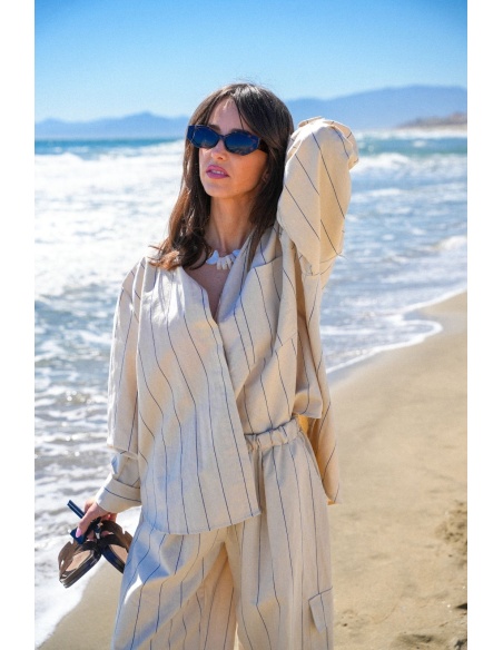 Johanna CELIA Ecru gestreifte Bluse – Eleganz und Stil