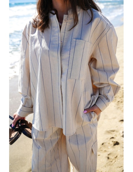 Johanna CELIA Ecru Striped Blouse - Elegance and Style