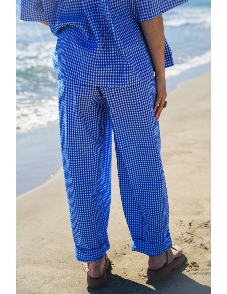 Pantaloni eleganti ARMEL a quadri blu da donna