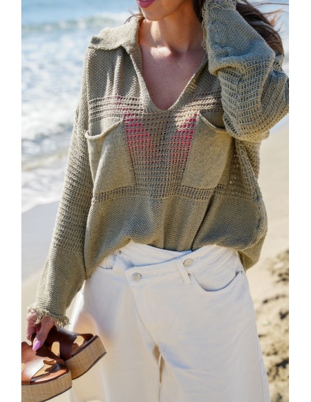 Khaki Banditas Crochet Top PADEL