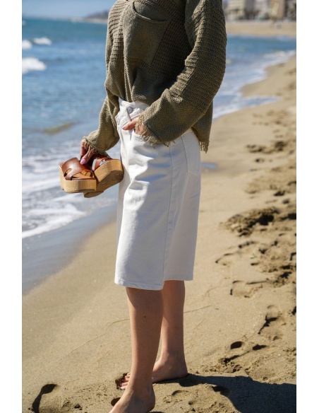 Bermuda Jean Ecru WILSON - Style Chic pour Femmes