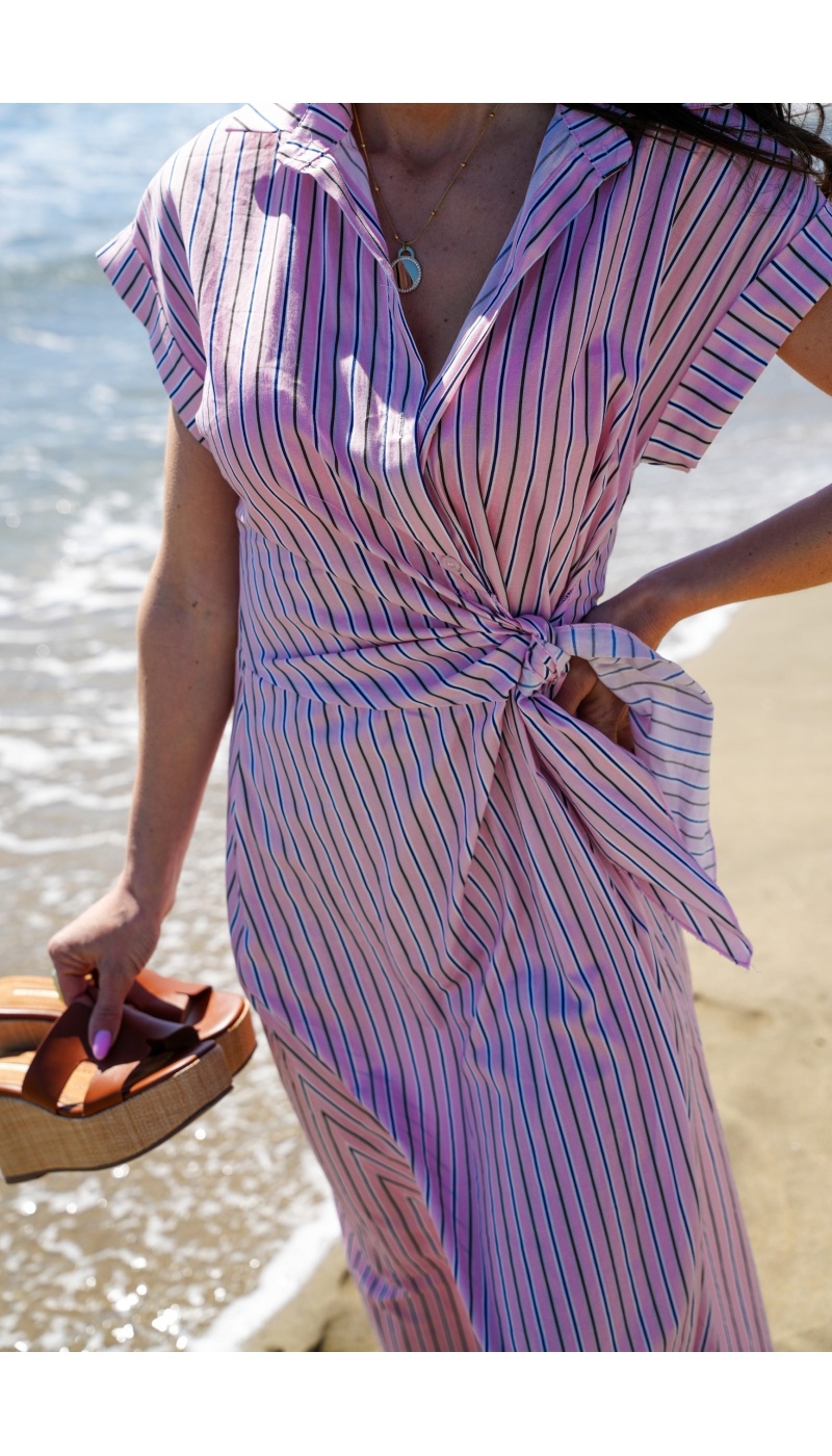 Abito a righe rosa LIVIA - Eleganza e stile per le donne