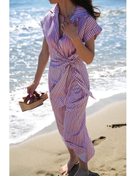 Robe Rayée Rose LIVIA - Élégance et Style pour Femmes