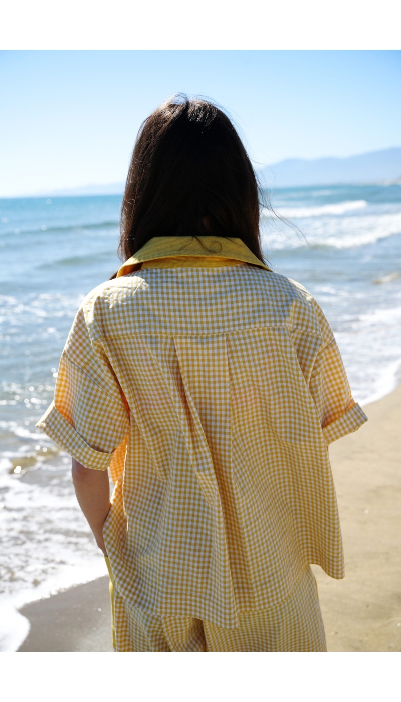 MANDY Yellow Check Blouse - Elegance and Style