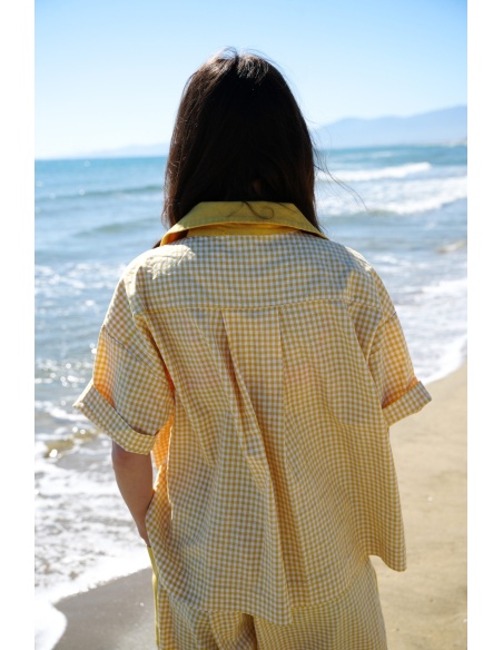 MANDY Yellow Check Blouse - Elegance and Style