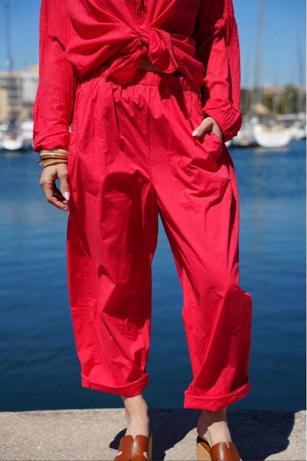Pantalon Carotte Rouge MILOU - Style Chic & Tendance
