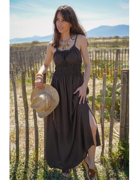 Vestido Tirantes Marrón ADELE - Elegancia y Comodidad en Casa