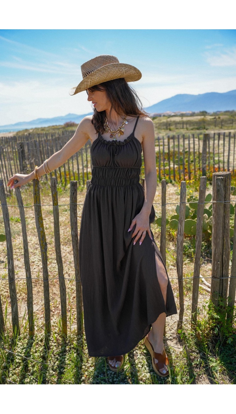 Braunes Tanktop-Kleid ADELE – Eleganz und Komfort zu Hause