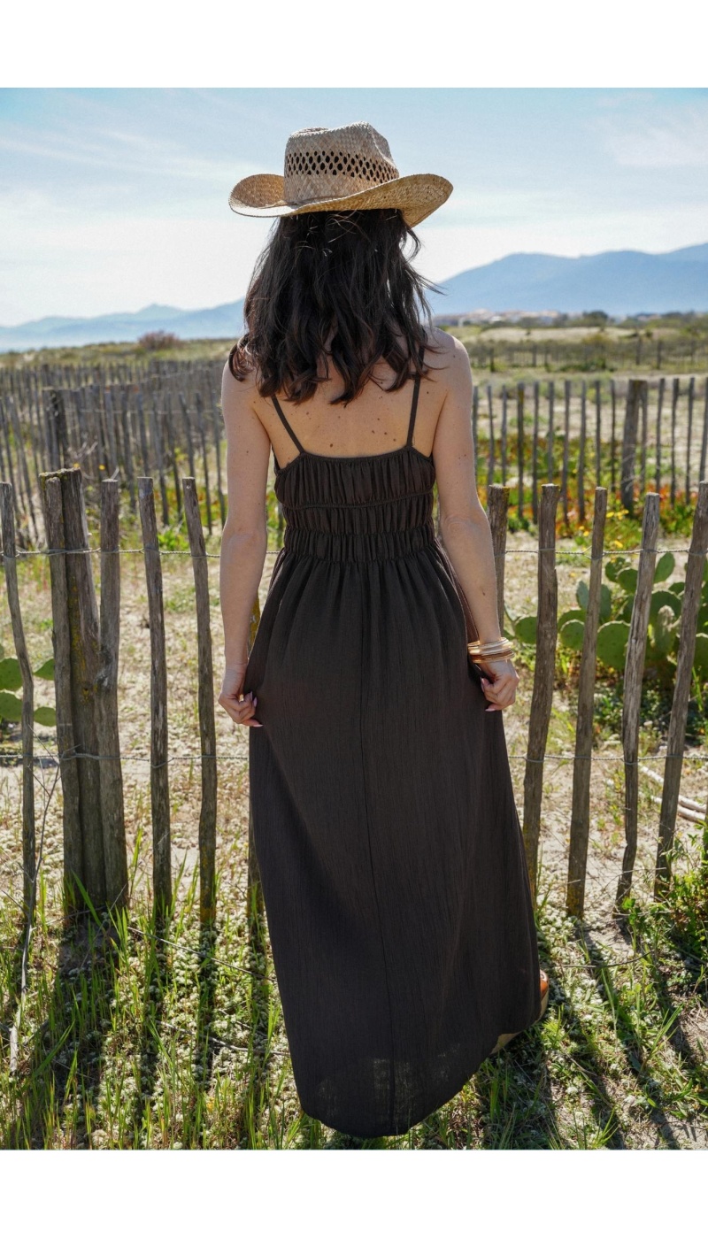 Brown Tank Top Dress ADELE - Elegance and Comfort at Home