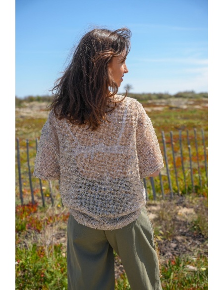 SARL CLOTHE TWO SEQUIN BEIGE WOMEN’S TOP