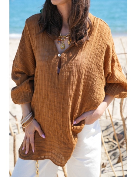 Fluide Camel Blouse - Élégance et Confort chez WASP